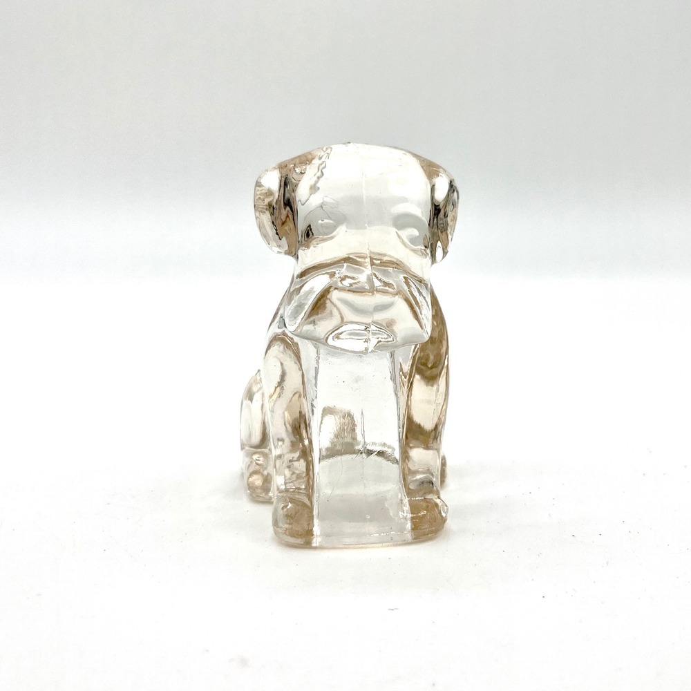 Vintage Mopey Clear Glass Dog‎ Figurine Puppy Doggy Paperweight 3"